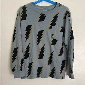 Hanna Andersson Gray and Black Long Sleeve Tee Lightning Bolt